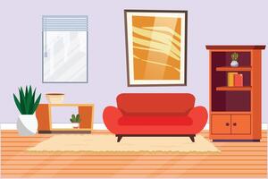 vivente camera con arredamento. casa interno design concetto. colorato piatto vettore illustrazione isolato.