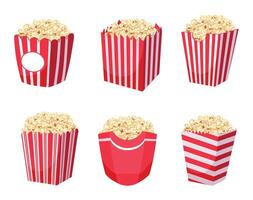 Popcorn benne collezione per cinema o sport evento vettore