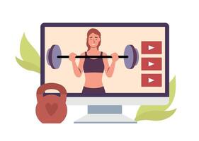 fitness video blogger, in linea streaming di allenatore vettore