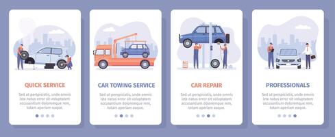 schermo manifesto per automobile meccanico mobile App vettore impostato
