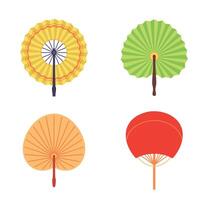 palmare fan. colorato carta tradizionale Accessori. giapponese pieghevole mano fan o raffreddamento. tradizionale femmina attributo vettore