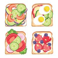 salutare panini di impostare, superiore di Visualizza. illustrazione di pasto isolato, prima colazione o pranzo gustoso vettore nutrizione