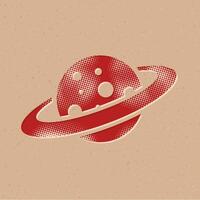 pianeta Saturno mezzitoni stile icona con grunge sfondo vettore illustrazione
