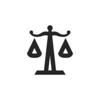 giustizia scala icona nel di spessore schema stile. nero e bianca monocromatico vettore illustrazione.