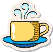 mano disegnato caffè tazza icona nel etichetta stile vettore illustrazione