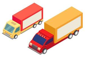 illustrazione isometrica dell'automobile di consegna di vettore. consegna del carico furgone di spedizione 3d rendering. vettore
