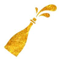 mano disegnato vino icona nel oro Foglio struttura vettore illustrazione