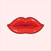 rosso labbra cartone animato vettore illustrazione