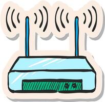 mano disegnato router icona nel etichetta stile vettore illustrazione