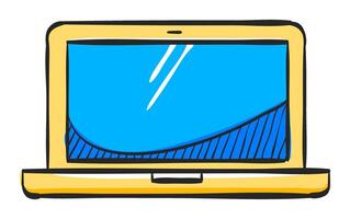 il computer portatile computer icona nel mano disegnato colore vettore illustrazione