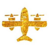 mano disegnato Vintage ▾ aereo icona nel oro Foglio struttura vettore illustrazione