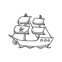 pirata nave icona nel mano disegnato scarabocchio vettore