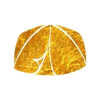 mano disegnato campeggio tenda icona nel oro Foglio struttura vettore illustrazione