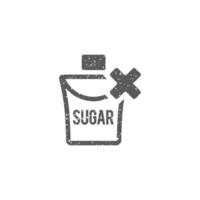 zucchero confezione icona con attraversare cartello nel grunge struttura vettore illustrazione