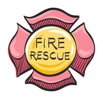 pompiere emblema icona nel mano disegnato colore vettore illustrazione