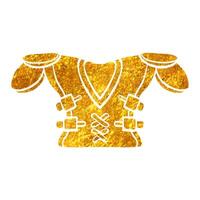 mano disegnato calcio armatura icona nel oro Foglio struttura vettore illustrazione