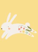 pastello primavera Pasqua coniglietto con fiori mano disegnato carte manifesti sfondo parete arte vettore illustrazione
