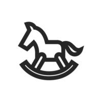 a dondolo cavallo giocattolo icona nel di spessore schema stile. nero e bianca monocromatico vettore illustrazione.