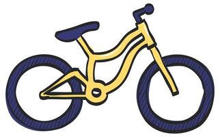 montagna bicicletta icona nel mano disegnato colore vettore illustrazione