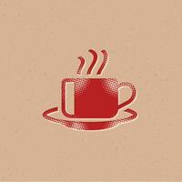 caffè tazza mezzitoni stile icona con grunge sfondo vettore illustrazione