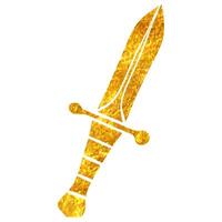mano disegnato coltello icona nel oro Foglio struttura vettore illustrazione