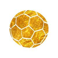 mano disegnato calcio palla icona nel oro Foglio struttura vettore illustrazione