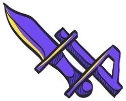 baionetta coltello icona nel mano disegnato colore vettore illustrazione