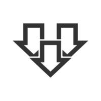 multiplo Scarica freccia icona nel di spessore schema stile. nero e bianca monocromatico vettore illustrazione.