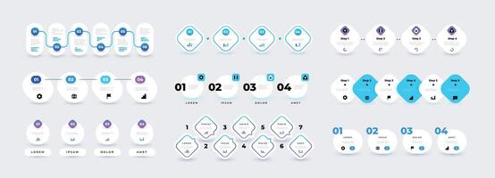 flusso grafico infografica. passo 4 elementi pietra miliare sequenza temporale per attività commerciale presentazione, moderno semplice diagramma. vettore produttività statistica impostato