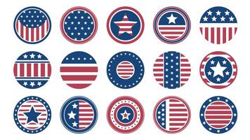 noi americano bandiera cerchio etichetta. il giro francobollo con americano patriottico emblema, America nazione bandiera con strisce e stelle. vettore piatto etichetta impostato
