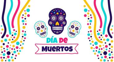 giorno di il morto, dia de los muertos, dia de muertos colorato messicano cranio arte sfondo design modello. tradizionale messicano vacanza manifesto, festa volantino, saluto carta, bandiera e sfondo. vettore
