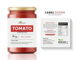 pomodoro salsa minimo etichetta bottiglia vaso cibo pulito etichetta confezione etichetta design. vettore