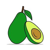 cartone animato stile vettore avocado illustrazione. totale e tagliare avocado isolato su bianca sfondo.