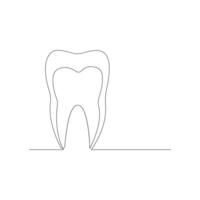 vettore continuo uno linea disegno di dente migliore uso per logo bandiera illustrazione dentista stomatologia medico concetto