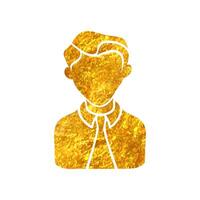 mano disegnato uomo d'affari icona nel oro Foglio struttura vettore illustrazione