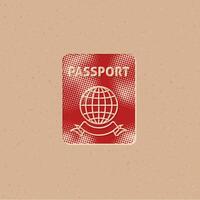 passaporto mezzitoni stile icona con grunge sfondo vettore illustrazione