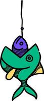 pesce mangiare esca icona stile attività commerciale metafora colore vettore illustrazione