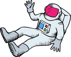 astronauta mano disegnato schizzo colore vettore illustrazione