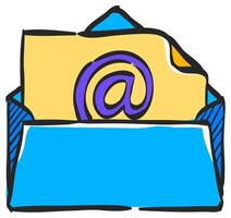 e-mail icona nel mano disegnato colore vettore illustrazione