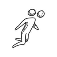calcio giocatore icone nel mano disegnato scarabocchio vettore