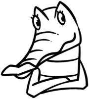 mano disegnato femmina alligatore cartone animato carattere. vettore illustrazione.