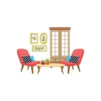 un' impostato di mobili nel vivente camera piatto stile illustrazione vettore