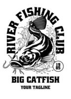 grande pesce gatto pesca camicia design illustrazione vettore