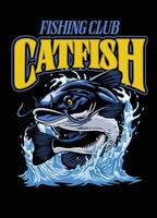 pesca pesce gatto Vintage ▾ colorato camicia design vettore