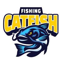 cartone animato pesce gatto portafortuna logo design vettore