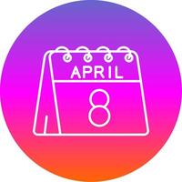 8 ° di aprile linea pendenza cerchio icona vettore