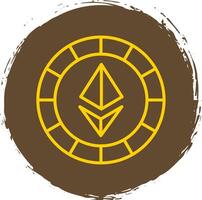 Ethereum monete linea cerchio giallo icona vettore