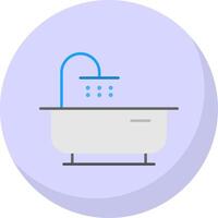 vasca da bagno piatto bolla icona vettore