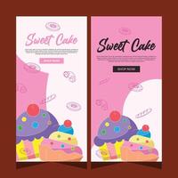 verticale bandiera di dolce cupcakes vettore design