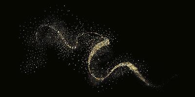 collezione di luccicante stelle con d'oro scintillante vortici, brillante luccichio design. magico movimento, scintillante Linee su un' nero sfondo. vettore